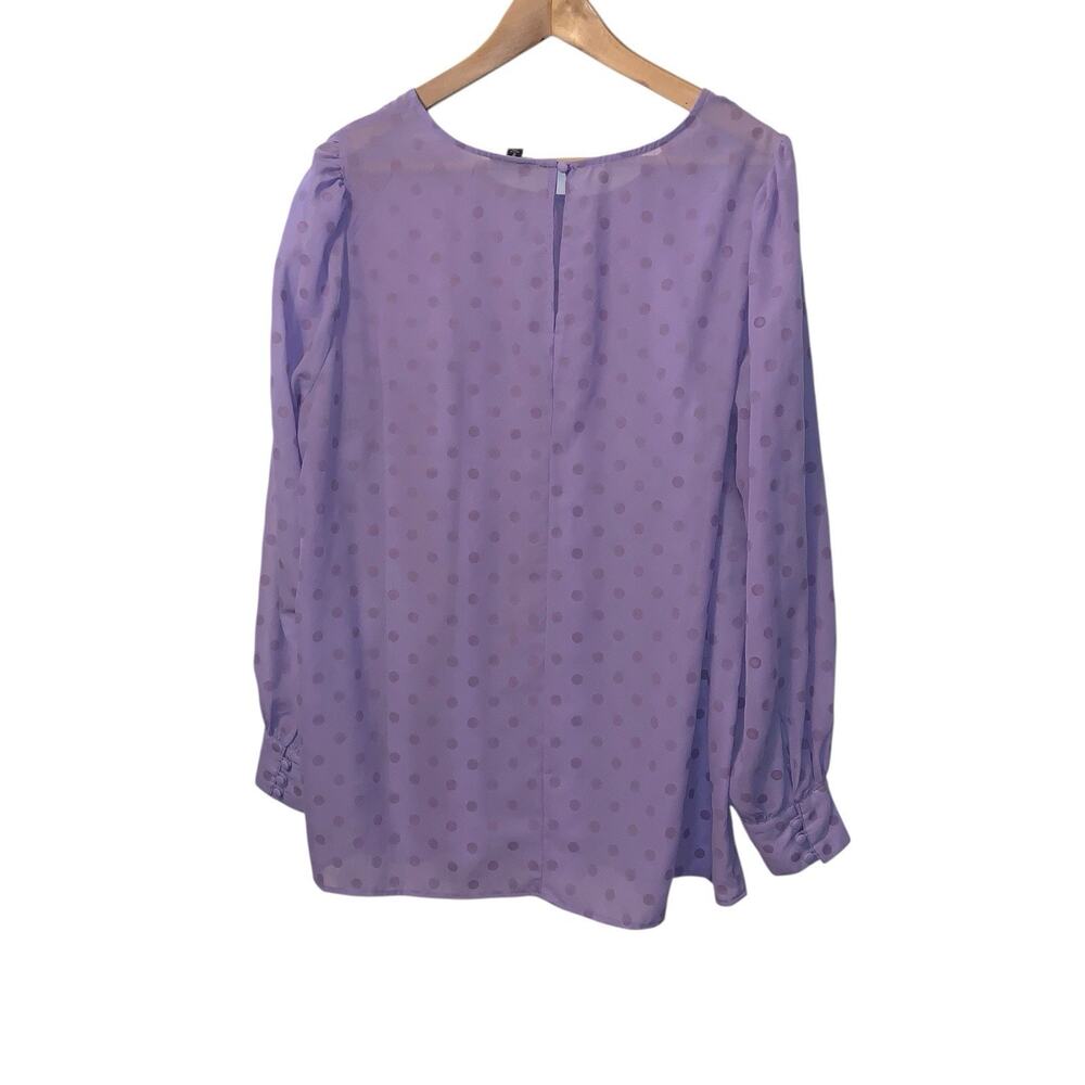 Torrid Womens Chiffon Clip Dot Top Size 2x Purple Puff Sleeve Semi Sheer Keyhole - Picture 2 of 9